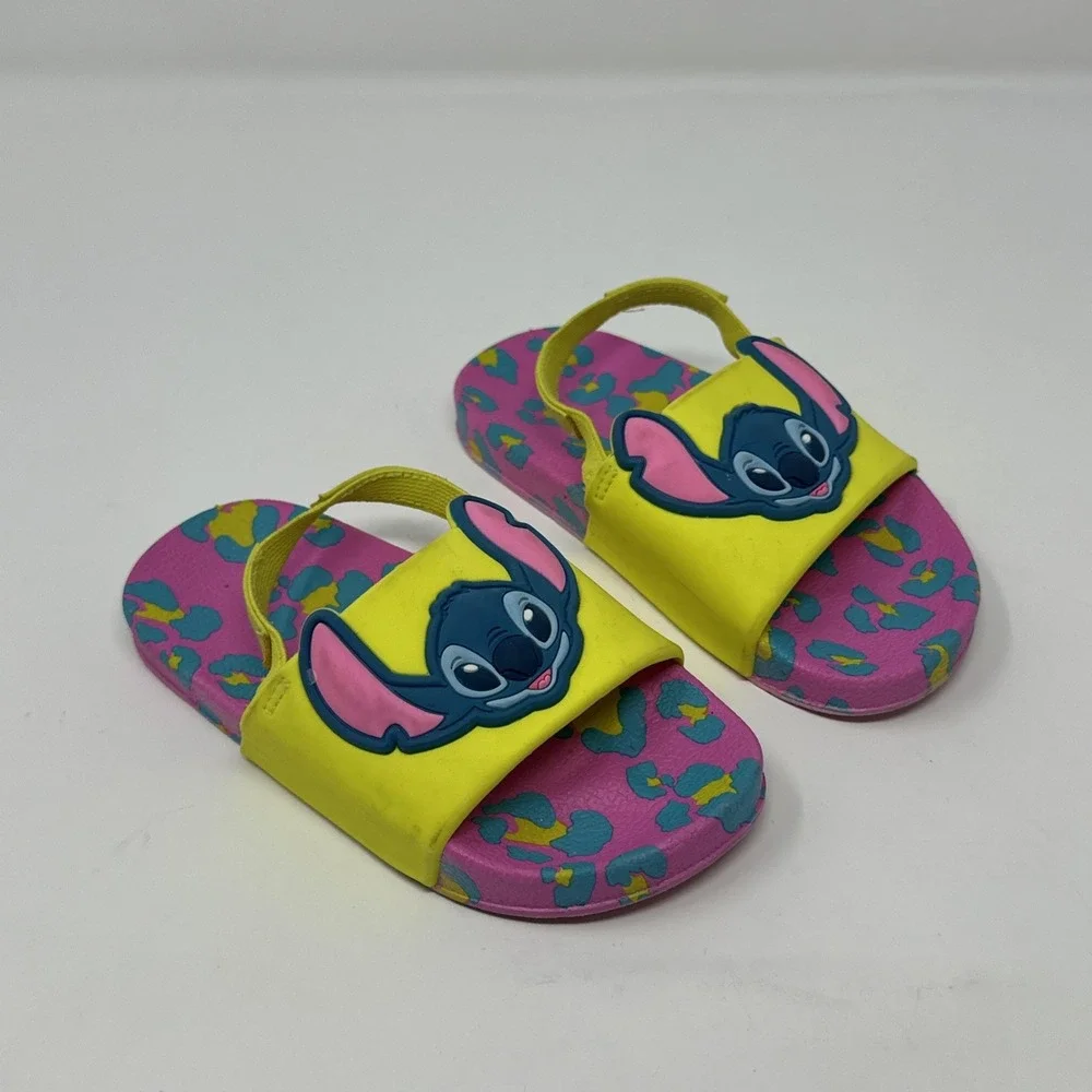 Disney Stitch Beach Sandals - Pink‎ Yellow Blue Leopard - Size Kids 7/8
